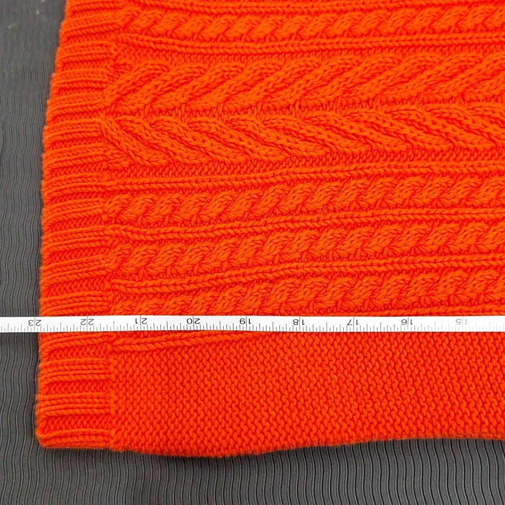 J. CREW 100% Cotton Orange Cable Knit Crew Neck Sweater